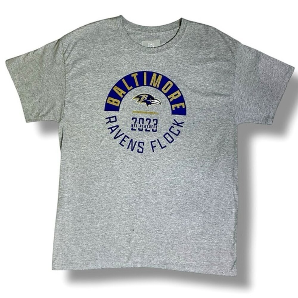 Baltimore Ravens T-Shirt Crew Neck Short Sleeve Gray T-Shirt Unisex Mens Large - Picture 11 of 16